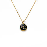 Initial Necklace Letter C Gold Black