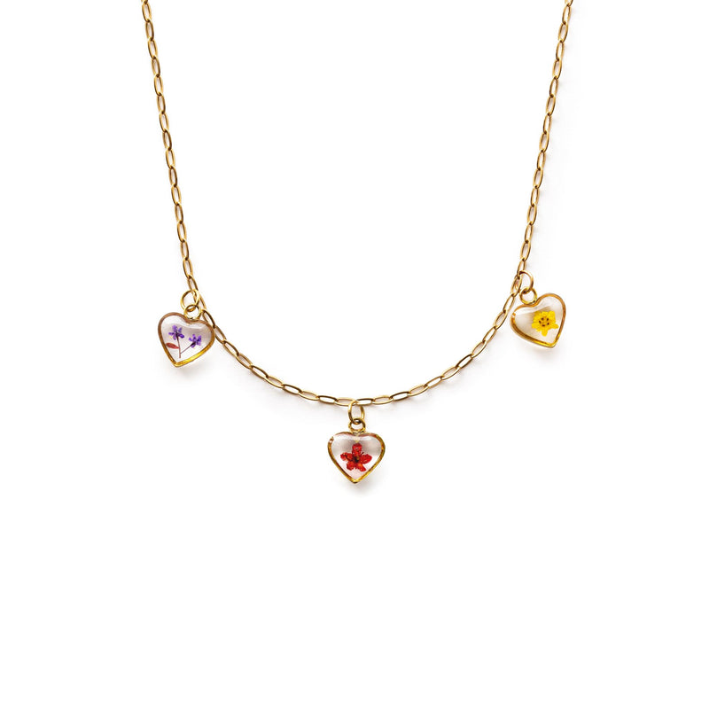 Ange Mini Heart Charm Necklace Stainless Steel Gold