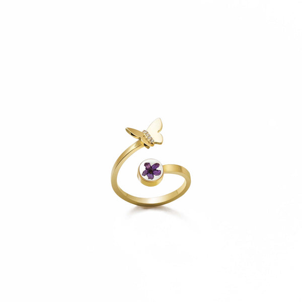 Butterfly Single Bloom Adjustable Ring Gold