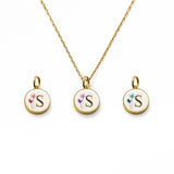 Initial Necklace Letter S Gold White