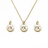 Initial Necklace Letter X Gold White