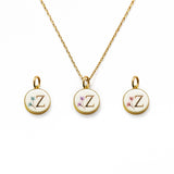 Initial Necklace Letter Z Gold White