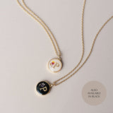 Initial Necklace Letter T Gold White