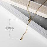 Initial Necklace Letter V Gold Black