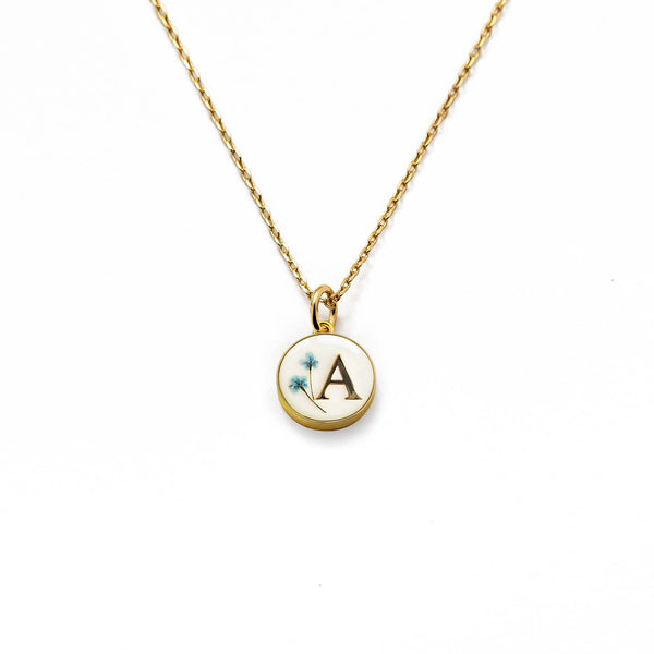Initial Necklace Letter A Gold White