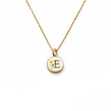 Initial Necklace Letter E Gold White