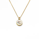 Initial Necklace Letter G Gold White
