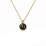 Initial Necklace Letter G Gold Black