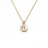 Initial Necklace Letter I Gold White