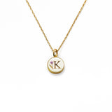 Initial Necklace Letter K Gold White