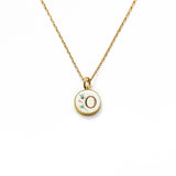 Initial Necklace Letter O Gold White
