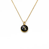 Initial Necklace Letter S Gold Black