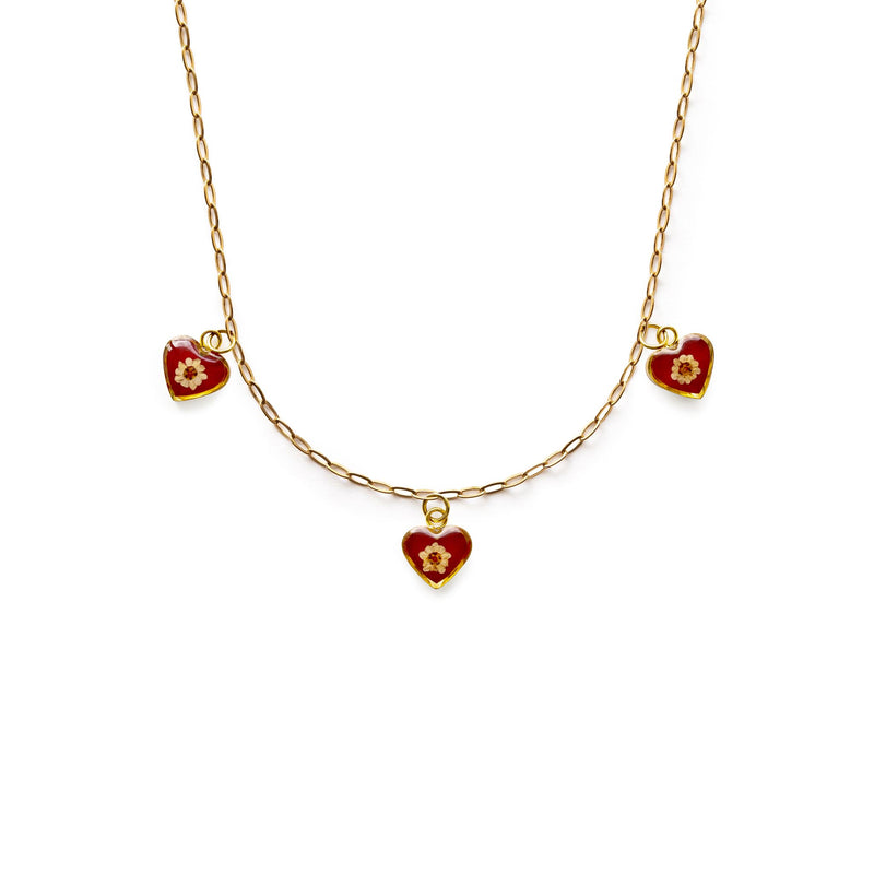 Amour Mini Heart Charm Necklace Stainless Steel Gold