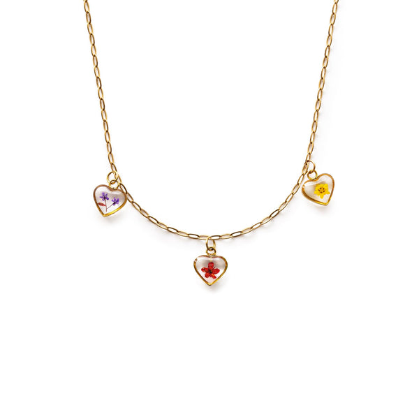 Ange Mini Heart Charm Necklace Stainless Steel Gold