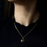Initial Necklace Letter O Gold Black